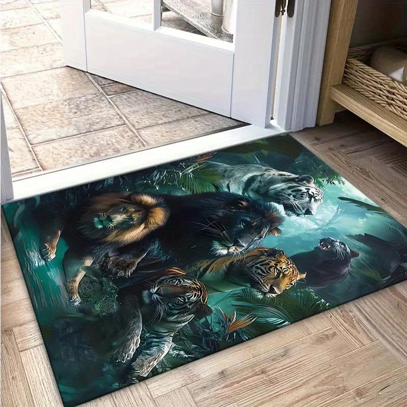 Wildlife-Inspired Area Rug - Lion, Tiger & Leopard Designs for Home and Office Decor | Durable Polyester, Perfect for Living Roo