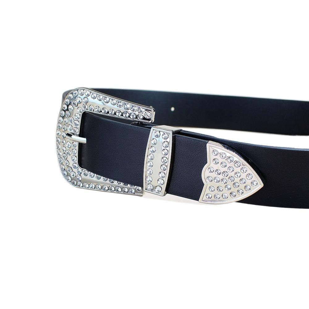 Zinc Zinc Alloy Rhinestone Belt PU Leather Jeans Waistband Simple Women Belt  Party