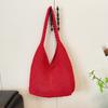 Large Capacity Knitted Shoulder Bag Solid Color Woven Handbag Durable Crochet Mesh Tote Bag  Summer