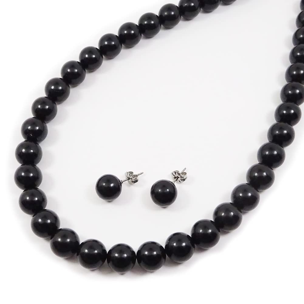 

Коробка для тебя и натуральные угольно-черные формальные серьги [Jewelry Me] Комплект из ожерелья и сережек/10 мм [Подарочная упаковка] [Ювелирные изделия]
