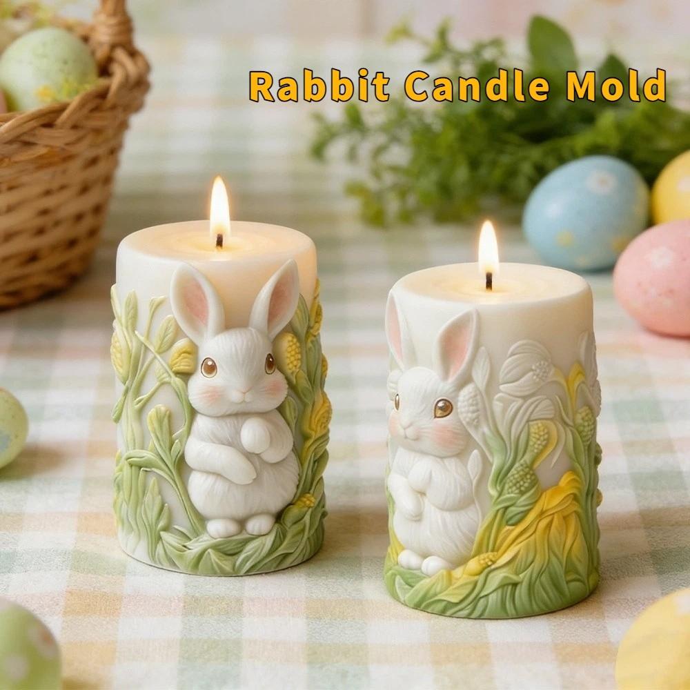 Cartoon Rabbit Candle Mold Non-Stick Gypsum Mold Cute Easter Candle Mold Easter Decoration
