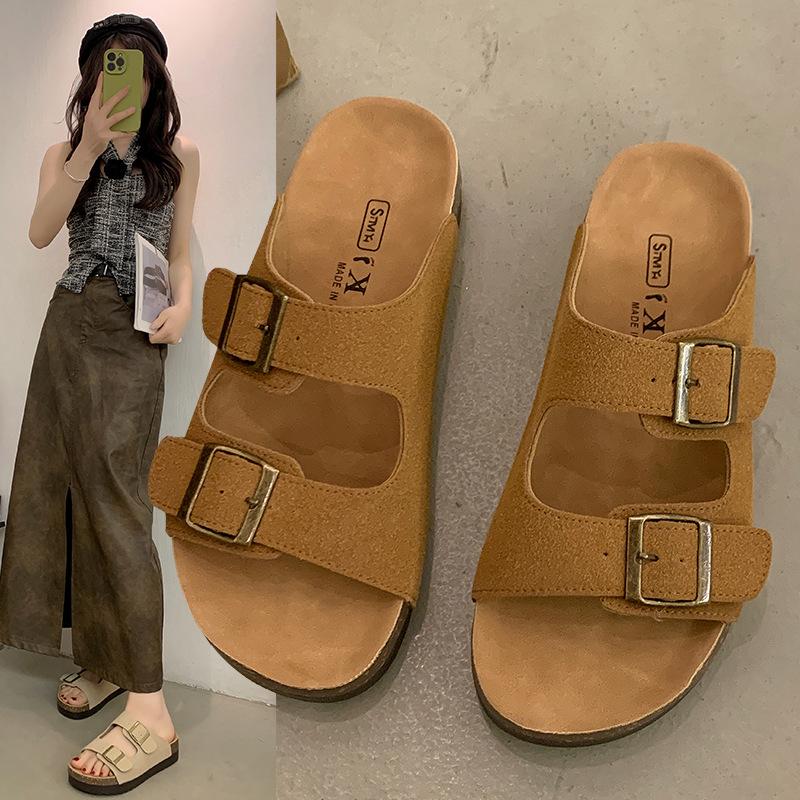 Muffin platform slippers women's new summer outer wear Boken shoes with cool slippers round head design