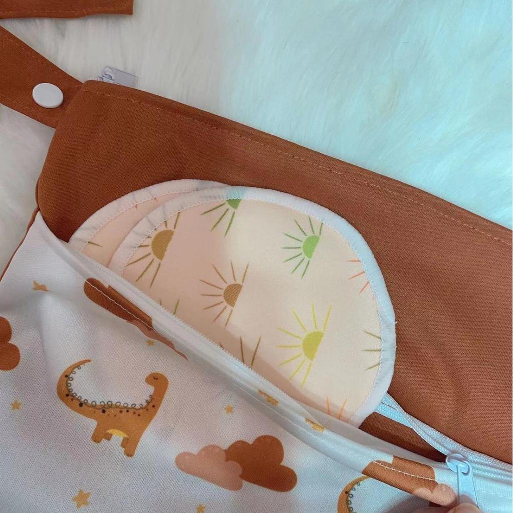 Nordic Dinosaur Baby Room Storage Bag - Waterproof Double Layer Wet/Dry Hanging Bag