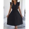 Abito Gonna Casual in Pizzo Scollo a V Vita Pieghettata Stringivita Abito Lungo da Donna Stile Streetwear Moda Transfrontaliera