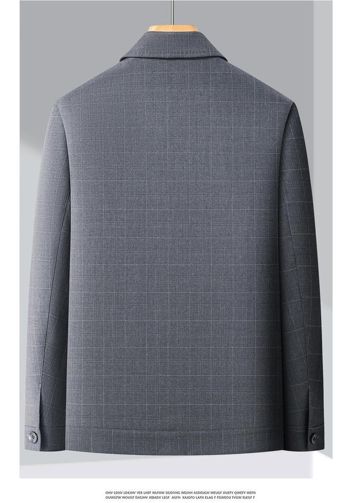 Spring & Autumn Men's Plaid Lapel Jacket for Middle-aged & Elderly - Business Casual Dad Outerwear
