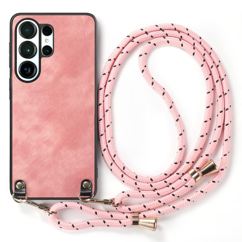 Crossbody Long Lanyard Strap Anti-Drop PU Leather Phone Case For Samsung S25 Ultra S24 Plus S23 A16 A06 A17 A07 Slim Fit Cover