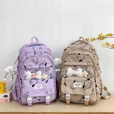School Bag Women's Insens New Junior High School and College Student Cartoon Print High-value Large-capacity Dirt-resistant Backpack