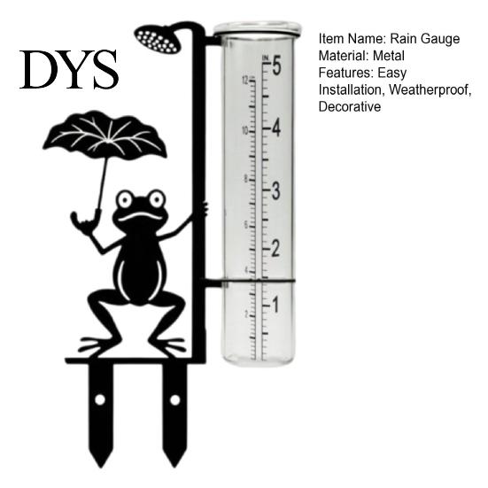 Garden Rainfall Measuring Tool Frog Rain Gauge, Metal Holding Umbrella Stake, Weatherproof Stake Decorative Measurement Gauge for Outdoor Yard