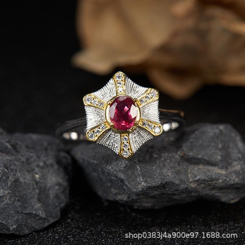 Premium S925 Sterling Silver Natural Gemstone Colored Treasure Stud Earrings Color Separation Does Not Fade Jewelry