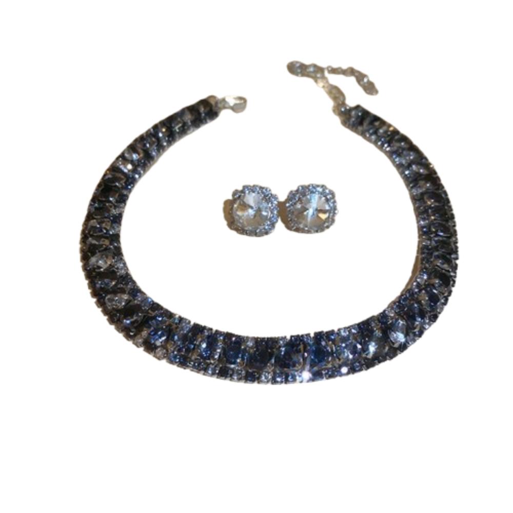 Vintage Crystal Necklace Retro Rhinestone Choker Necklace Necklace Earrings Set  Valentine's Day
