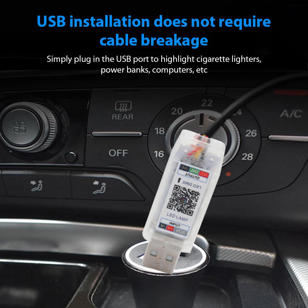 USB Car Atmosphere Strip Lamp RGB LED Ambient Light Aryclic Car Interior Colorful Light Auto Streamer Atmosphere Light Car Parts