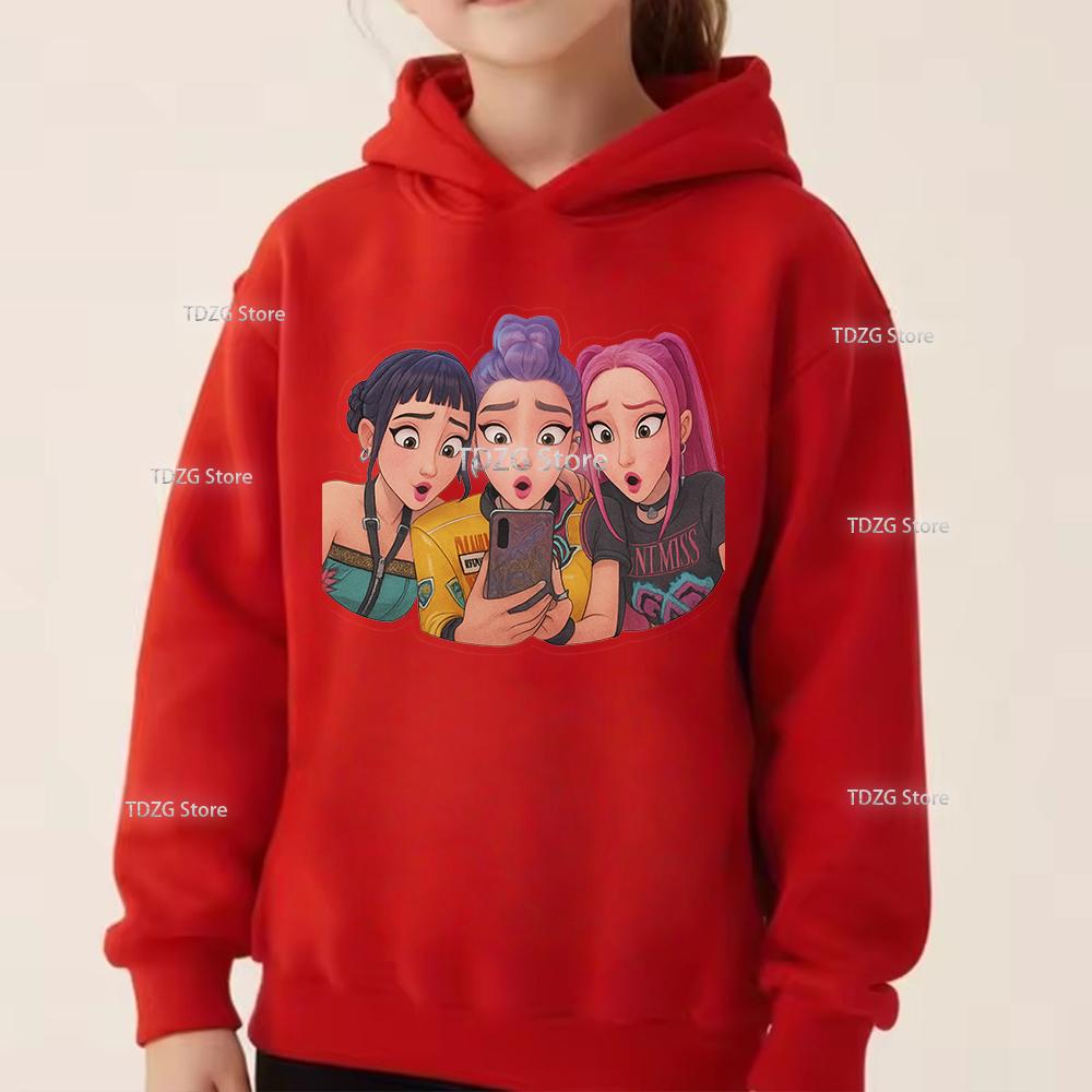 Autumn KPop Devil Hunter Fashion Girl Group Printed Children's Long Sleeved Clothing Boys and Girls Casual Sports Hoodies