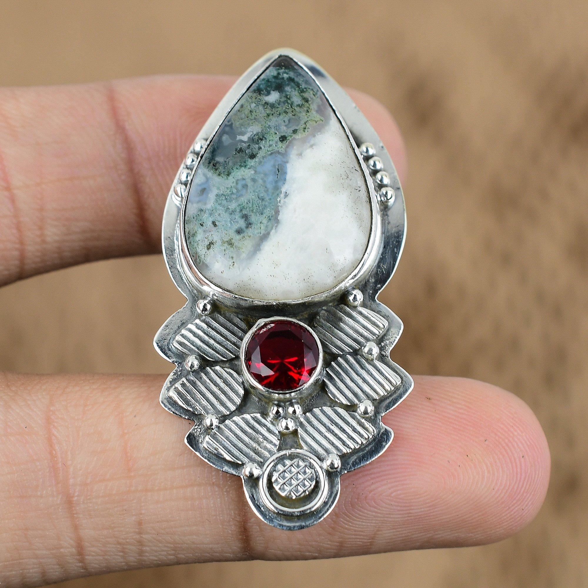 

Natural Moss Agate Gemstone Indian Jewelry 925 Sterling Silver Pendant For Girls
