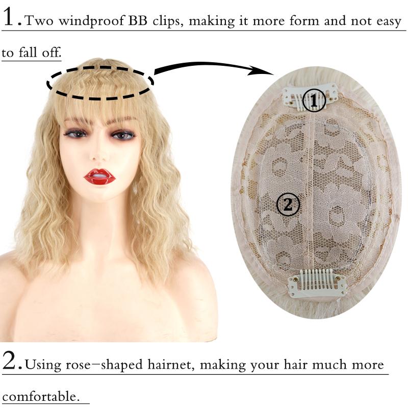 MERISIHAIR Kurze Maiswellen-Haarverlängerungen für Frauen mit Pony, Hochtemperatur-Faser, lockige Perücke, geeignet für den täglichen Gebrauch auf Cosplay-Partys