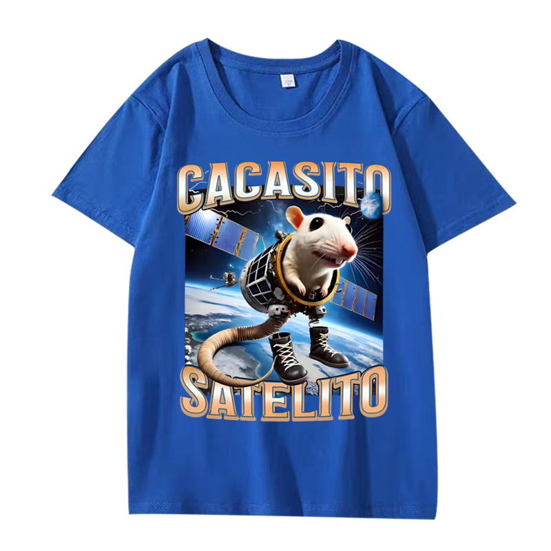 Funny Cacasito Satelito Italian Brainrot Silly Rat Meme T Shirt men women Oversized 100% Cotton short sleeve Summer Unisextops