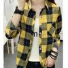 Damen Frühling und Herbst Langarm Plaid Revers Shirt Korean Retro Casual Bottoming Shirt
