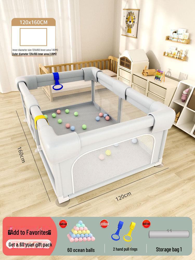 Baby Play Fence with Crawling Mat and Guardrail for Toddlers