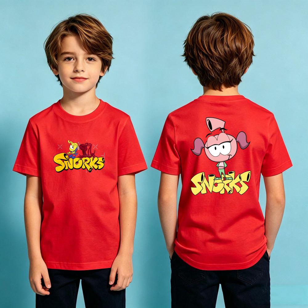 Snorks Cartoon Theme Series TShirt Kids Summer Polyester Short Sleeve Boys and Girls Casual T-shirt Duplex Printing Children Tee