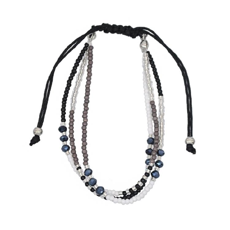 Разноцветный Браслет из Хрустальных Бусин Бохо Плетеная Веревочная Браслет для Девочек