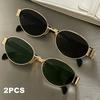 2 Pairs of Unisex Y2K Oval Frame Retro Fashion Glasses Suitable for Parties Shopping Outfit Matching Daily Use