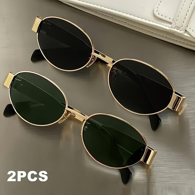 2 Pairs of Unisex Y2K Oval Frame Retro Fashion Glasses Suitable for Parties Shopping Outfit Matching Daily Use