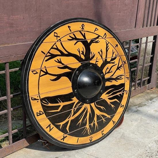 Mittelalterlicher Wikinger-Schild aus Holz/Baum-Wikinger-Schild