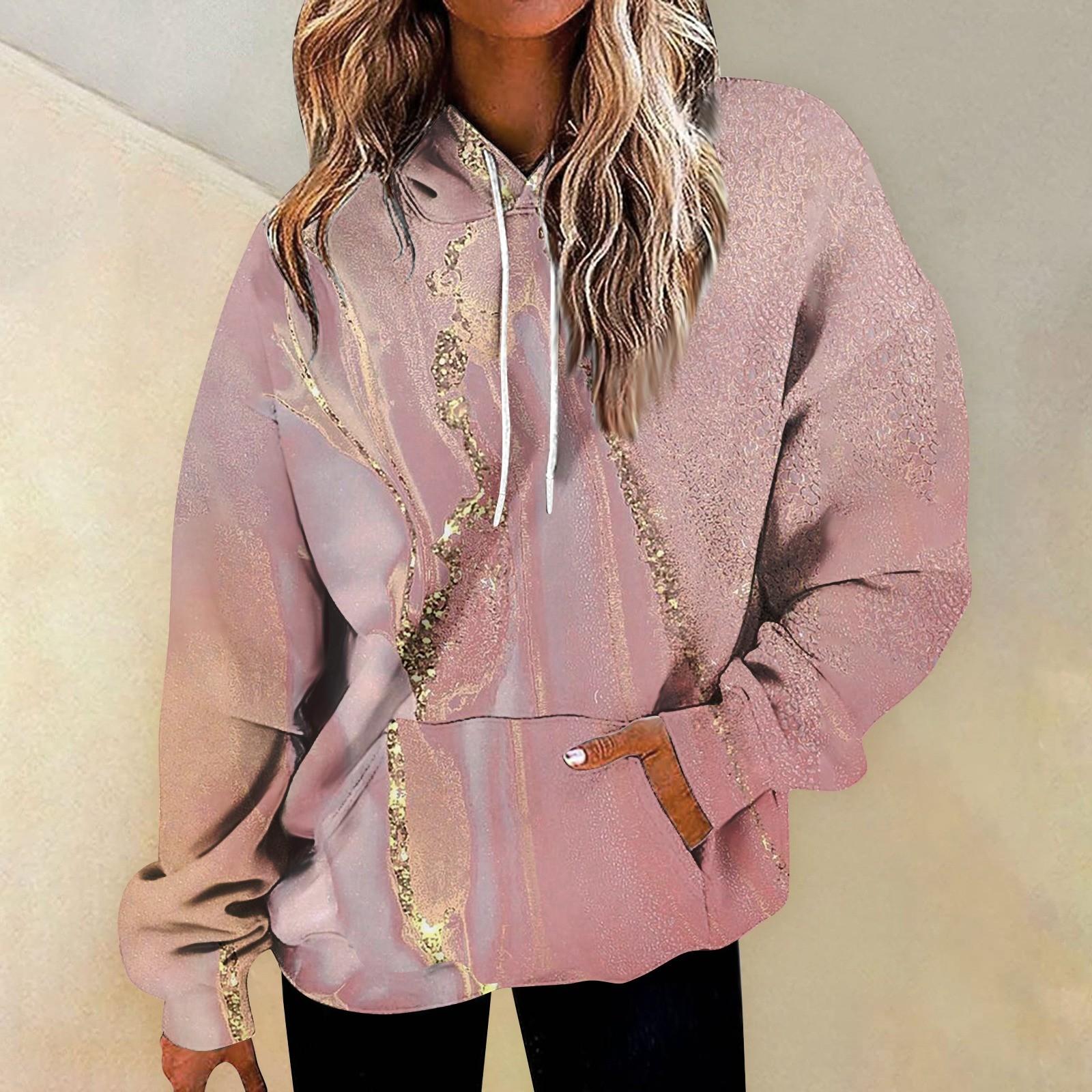 

Women s Fashion Daily Versatile Casual Crewneck Sweatshirts Graphic Daily Long Sleeve Gradient Patchwork Printed Top Sweatshirts XXXXL рожевий