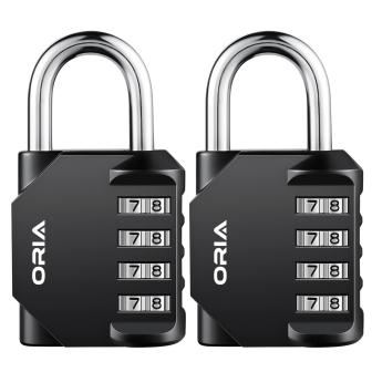 

ORIA 2PCS Combination Padlocks 4-Digit Waterproof Outdoor Password Locks Anti-Theft Locks for Door Suitcase Bag Cabinet Gym Lock чорний