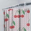 Fruit Shower Curtain Red Cherries Gingham Check Pattern for Bathroom Decor