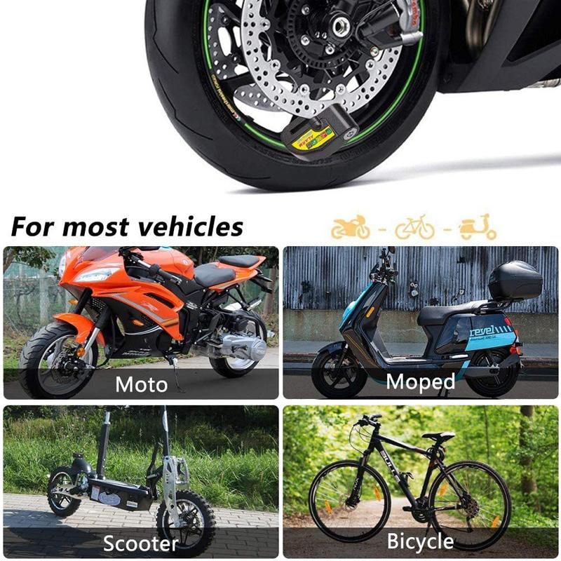 Universal Motorcycle Bike Alarm Disc Brake Lock Motorcycle Anti-Theft Security Wheel Disc Lock Waterproof 110dB Alarm Sound