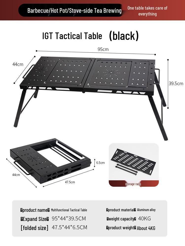 Tragbarer leichter Aluminium-Campingtisch - Faltbare taktische IGT BBQ-Tischplatte