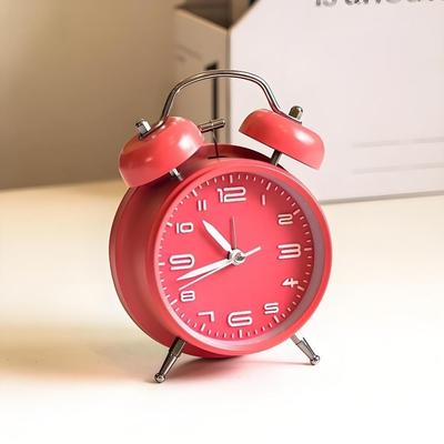 4 Inch Twin Bell Loud Alarm Clock Luminous Non-Ticking Student Alarm Clock Metal Frame Silent Strong Wake-up Table Clock