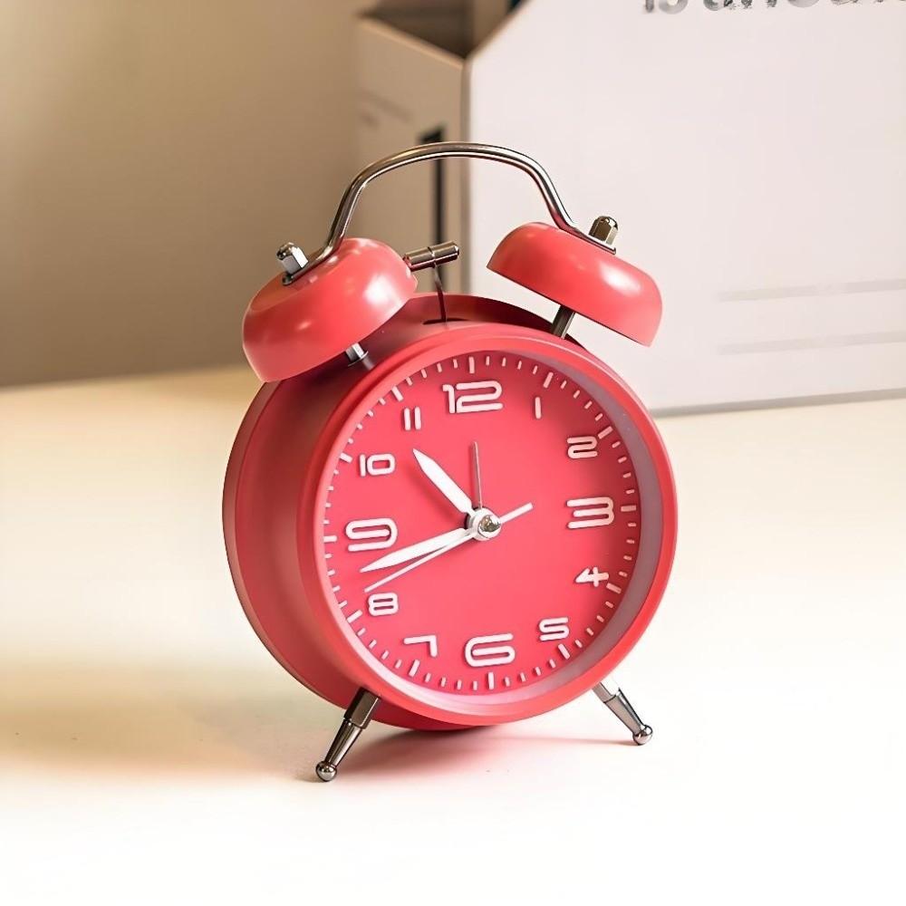 4 Inch Twin Bell Loud Alarm Clock Luminous Metal Frame Silent Student Alarm Clock Strong Wake-up Non-Ticking Table Clock