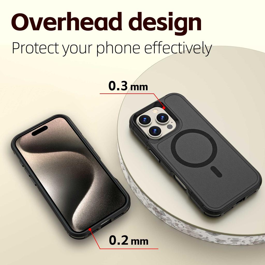 For iPhone 16 Pro Max Case Compatible with MagSafe PC + TPU Anti-drop Phone Cover