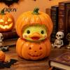 Compact Resin Sculpture for Windows Halloween Pumpkin Duck Ornament, Stacked Yellow Decorative Cartoon Figures Figurines, Cute Mini Desktop Decor Home