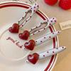 2Pcs Red Heart Cherry Dot Hair Clip for Women Sweet Irregular Water Droplets Side Clip Simple Y2K Hair Accessories