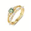 S925 Silver 0.5CT Green Moissanite Ring Set Wedding Ring Fine Jewelry Women Wedding Bridal Set Valentine's Day Gift