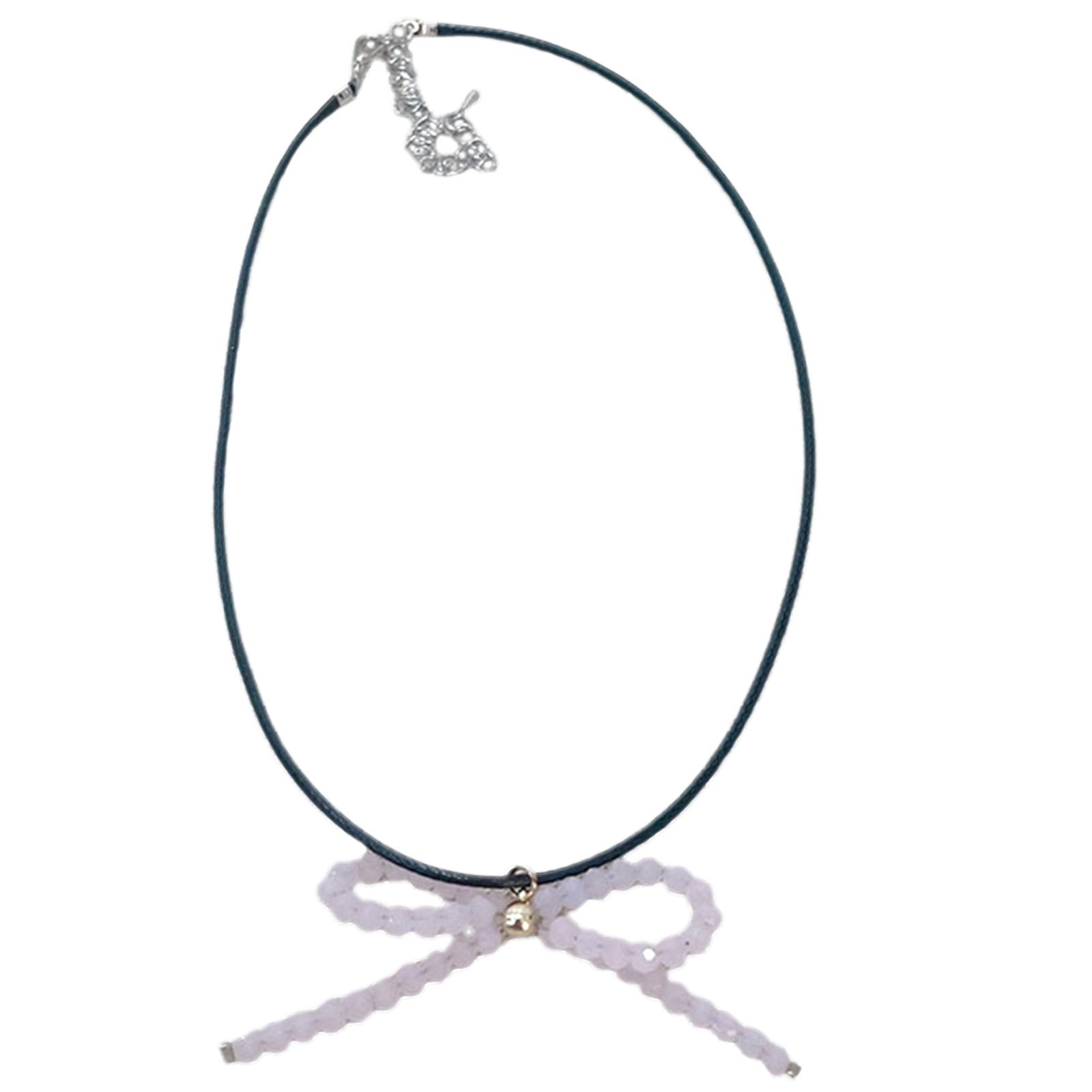 

Элегантное ожерелье с бантом, уникальный кулон-бант из жемчуга, ключичные цепочки, аксессуары, идеально подходящие для вечеринок и свадеб розовый