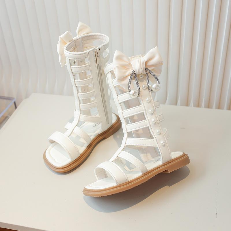 

Сандалии для девочек, высокие римские туфли, летняя детская обувь, модные туфли принцессы для маленьких девочек, детей среднего и большого возраста. 29