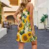 Women's Casual Fashion V-neck Sleeveless Floral Print Side Pocket Dress