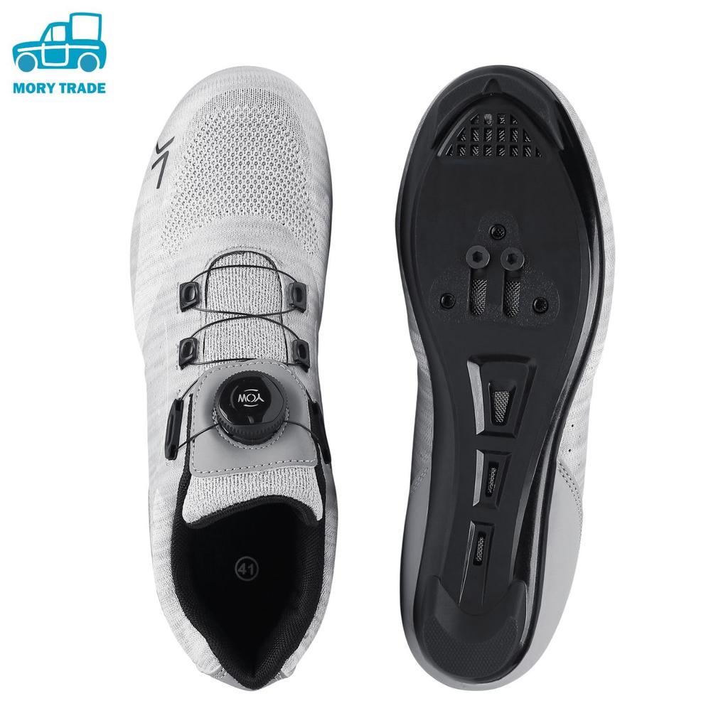 morytrade Road Shoes, Binding Cycle Shoes, Breathable, Bicycle Shoes (Light Gray, Size 27.0 cm)