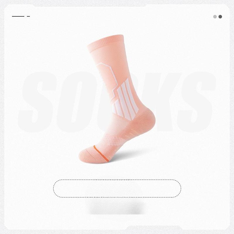 

Женские профессиональные спортивные носки для бадминтона, бега, фитнеса, на весну и осень, влагоотводящие, дезодорирующие, компрессионные на икры 1 pair розовый