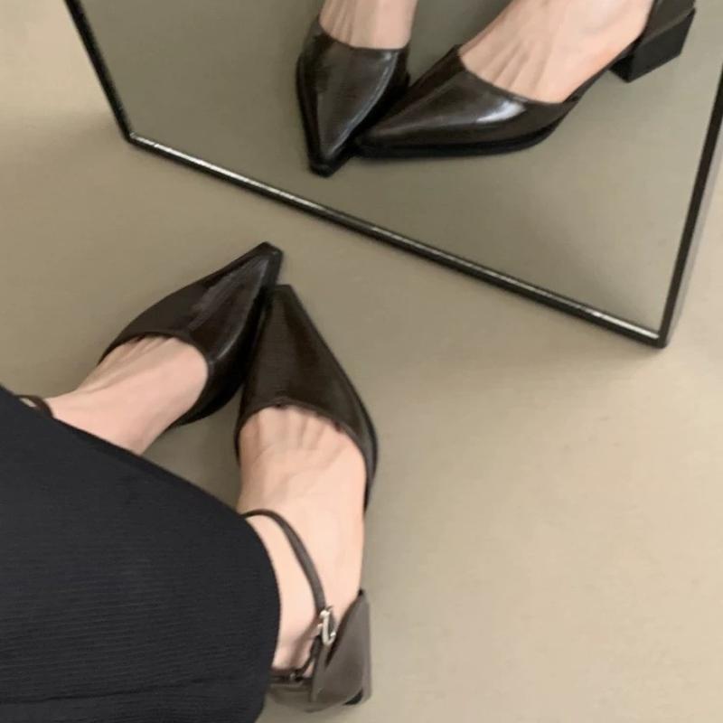 Fashion Solid Color Thick Soled High Heels Pointed Elegant Minimalist Single Shoes Women's Summer New Style Fashionable Versatile Shoes