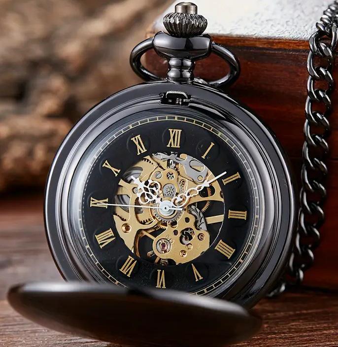 Vintage Double-Lid Polished White Metal Mechanical Pocket Watch - Glossy Student Gift & Commemorative