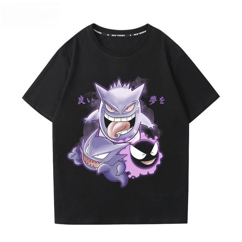 

Pokémon Gengar Printing Tee Pure Cotton Tshirt Mens 2026 Summer Fashion Oversize Street Casual Y2K Tops Streetwear Clothing S