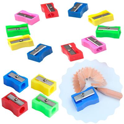 Apontador de Lápis Colorido Aleatório 5 Peças/Pacote Sortidos de Plástico de Furo Único Apontadores Manuais de Lápis Material de Papelaria Escolar ZYF
