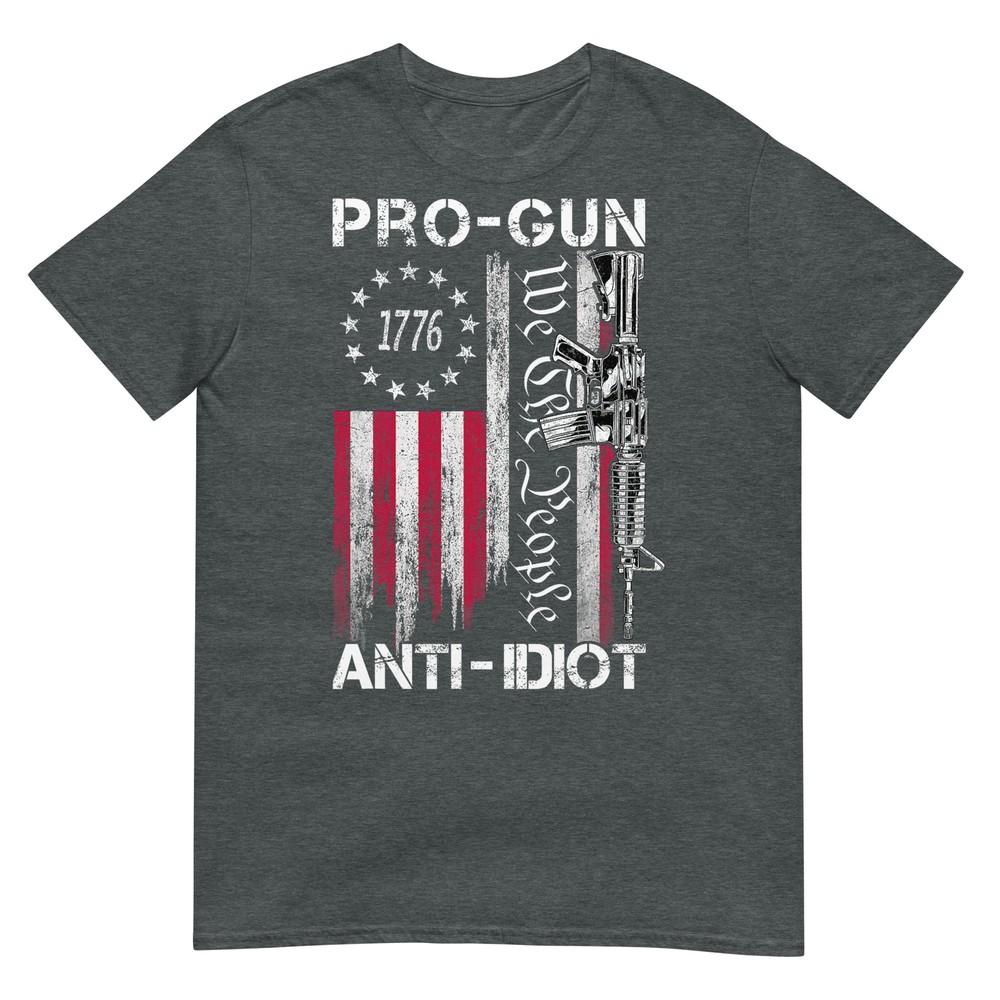 Pro Gun Anti Idiot Shirt Vintage Usa Flag 2nd Aunisexdunisext Tshirt