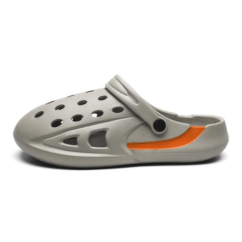 

New summer slippers men s thick-soled hole shoes outer wear men s drag outdoor fashion simple hollow beach shoes sandals 45 сірий колір