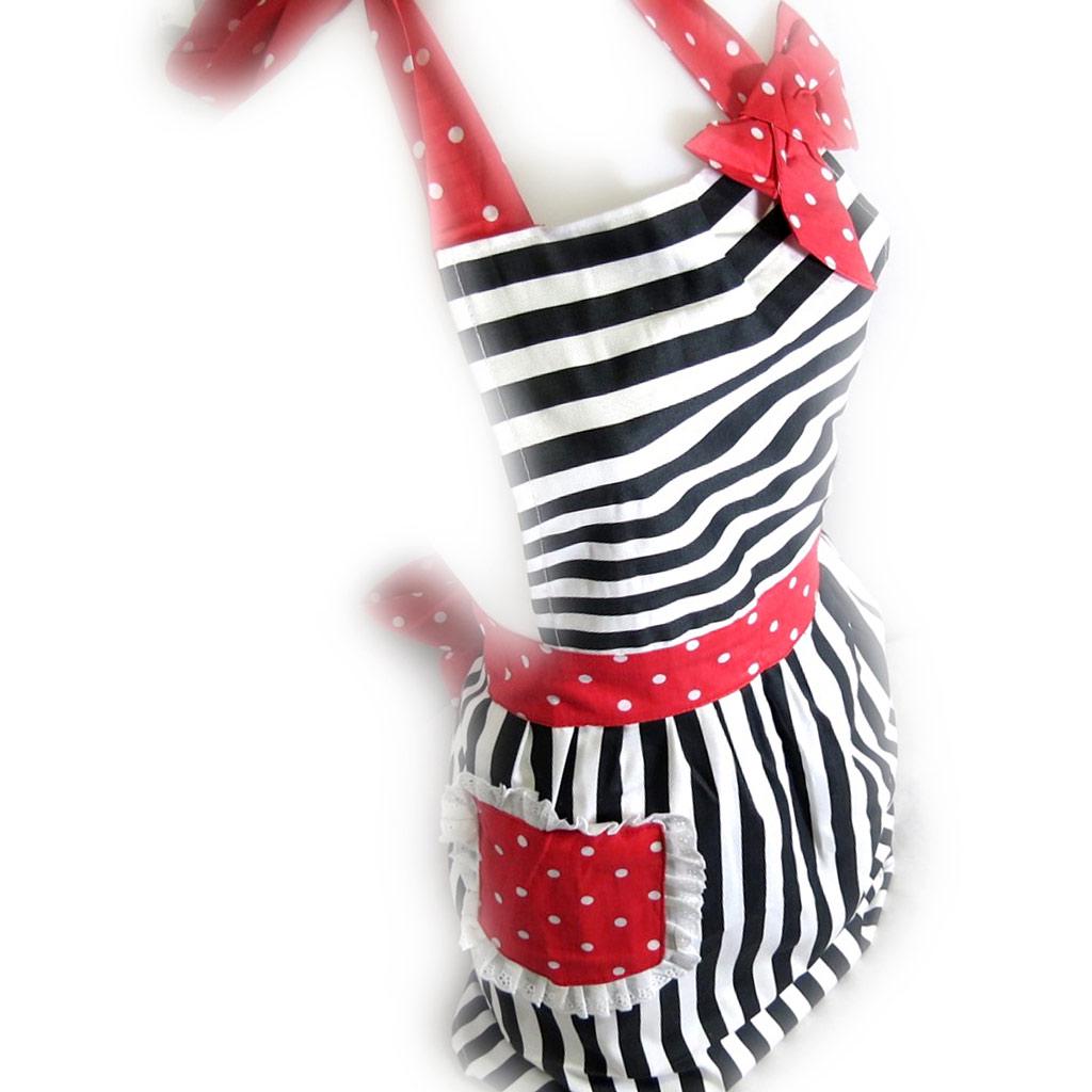 Les Trésors De Lily [K6093] - Zástěra pro tvůrce 'Hosteska' černá červená