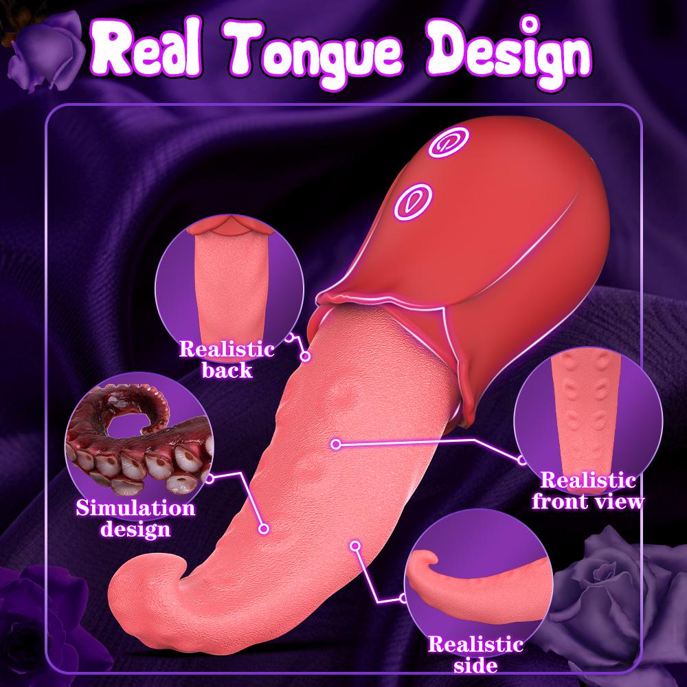 Oktopus Realistisch Leckende Zunge Rose Vibrator für Frauen Brustwarzen Klitorale Stimulation Vibratoren Sexspielzeug für Erwachsene Frauen